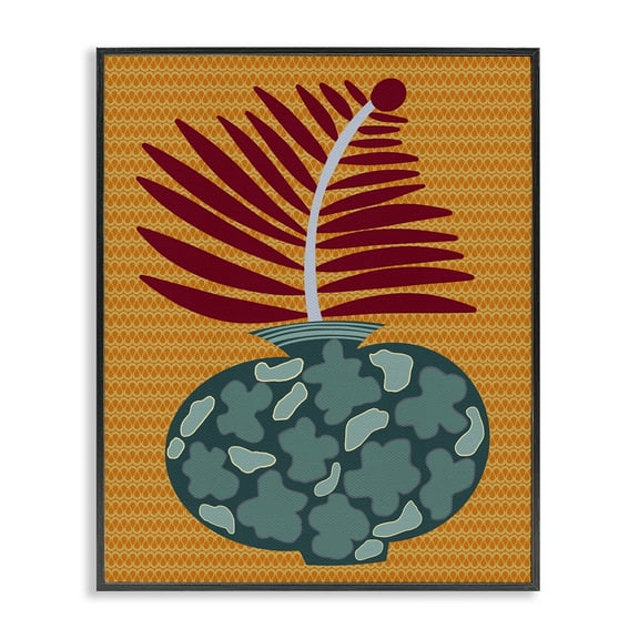 Stupell Industries Modern Vase on Yellow Plants & Flowers Painting Black Framed Art Print Wall Art, 11 x 14