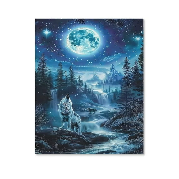 Wolves Under The Stars Poster Canvass-Suitable for Home Decoration,Birthday Gifts,Dining Room Decor, Bedroom Art, Wall Decor Living Room, Wall Art, Frameless 8x10inch