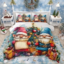Homewish Kawaii Gnome 2pcs Bedding Comforter Set For Children Teens Adults,Happy Christmas Xmas Twin Comforter Sets,Festival Gifts Breathable Bedding Set,Super Cozy Room Decor,Reversible