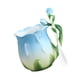 thumbnail image 5 of Taza de café de flores tazas de rosa bebida taza de cerámica taza de la mañana caca para beber taza de té de para jugo de té leche de café azul, 5 of 8