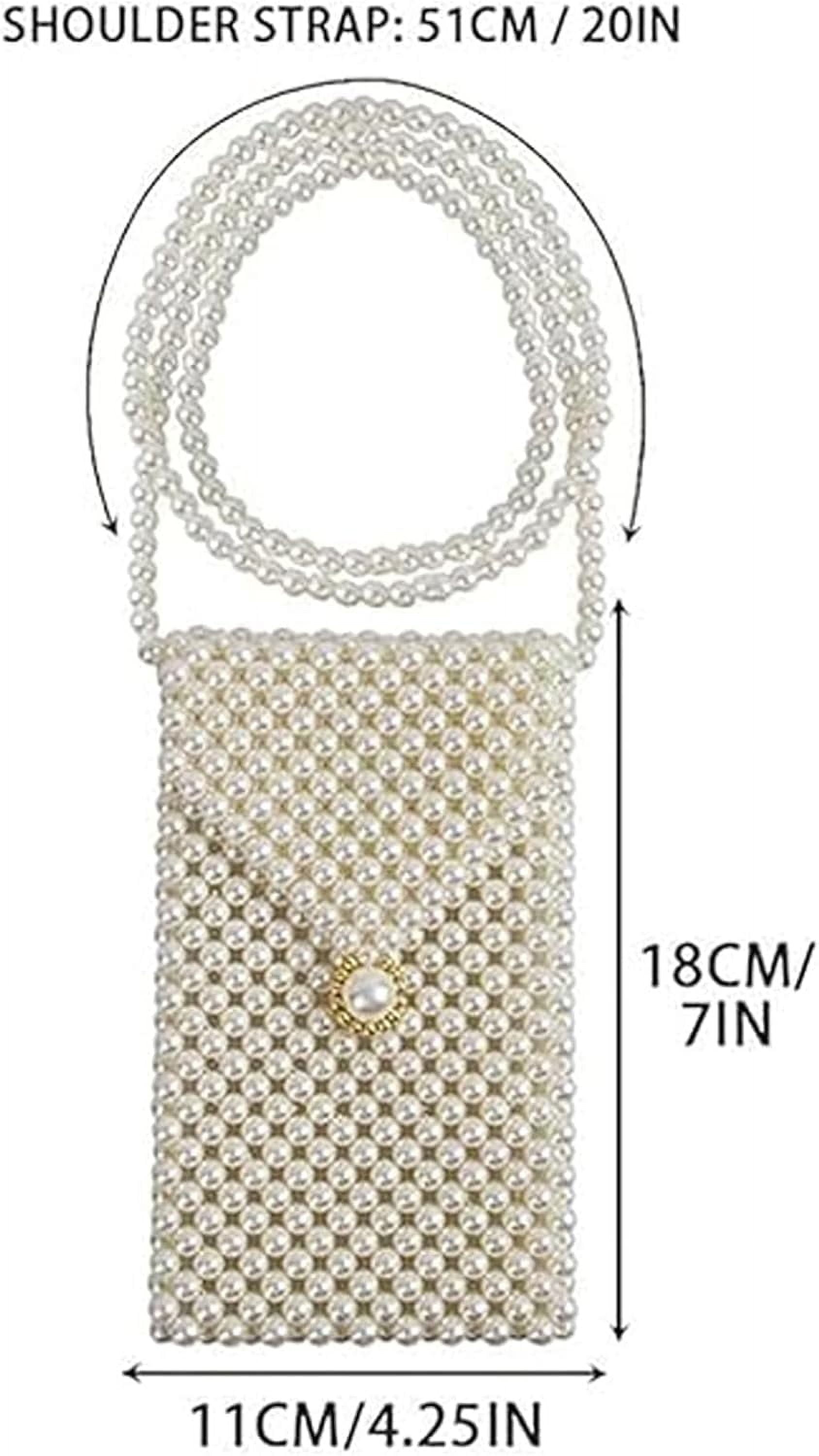 CAILDANL Luxury Pearl Bag Chain Bag Purse Shoulder Bag for Women,Artificial Pearl Clutch Crossbody Beaded Evening Bag for Party