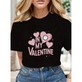 thumbnail image 1 of Camiseta de San Valentín con cuello redondo y manga corta para mujer, informal, de verano, con gráficos románticos, geométricos y de corazón, de algodón, ideal para el día a día y para el tiempo libre, 1 of 6