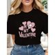 thumbnail image 1 of Valentine Day T-Shirt Print Round Neck Short Sleeve T-Shirt For Women Casual Summer Women Top Graphic Tees Romantic Geometric Heart Cotton Women's Comfort For Everyday Wear, 1 of 6