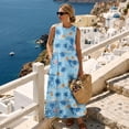 thumbnail image 4 of Xixirimido Palm Trees Sunset Blue Print Womens 2026 Maxi Dresses Casual Summer Long Sundress Sleeveless Loose Fit Flowy Sundress with Pockets for Beach Vacation Party, 4X-Large, 4 of 7