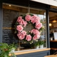 thumbnail image 5 of Spring Floral Wreath Faux Rose and Hydrangea Front Door Decoration 13.8in Artificial Flower Greenery Garland for Spring Summer Porch Wall Window Party Wedding Home Decor, 5 of 5