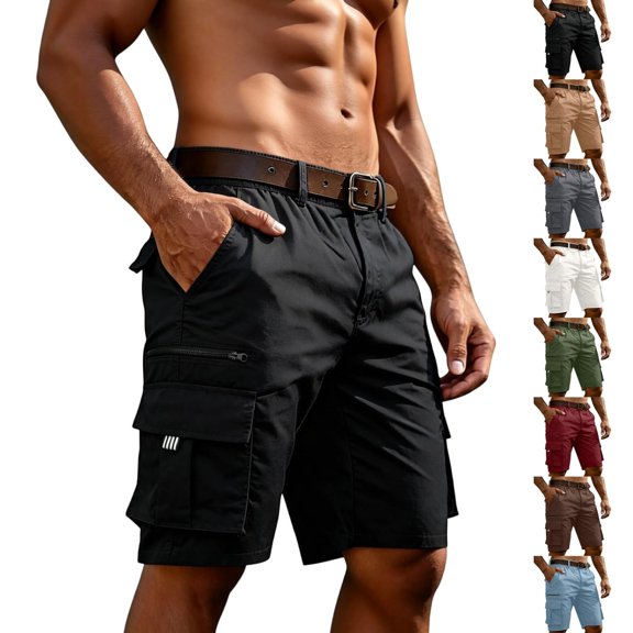 Mens Cargo Shorts Casual Elastic Waist Tactical Work Shorts