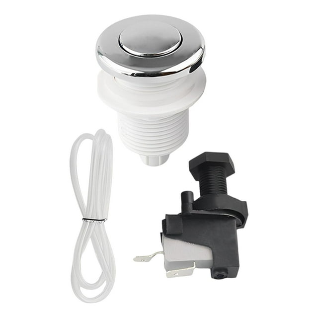 Shengyu Air Switch Kits Portable Cordless on argent brushed Switch Push Button Switch Pneumatic Off Silver 32mm