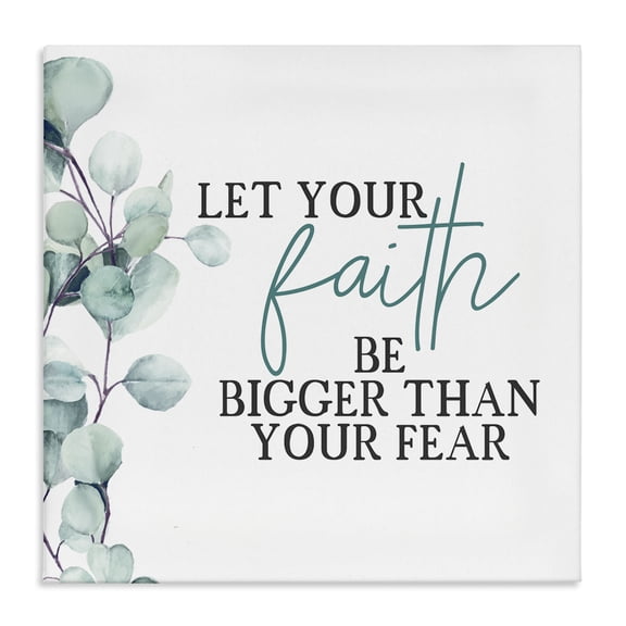 Stupell Industries French Country Faith Bigger Than Fear Green Canvas Art, 36 x 36, by Kim Allen