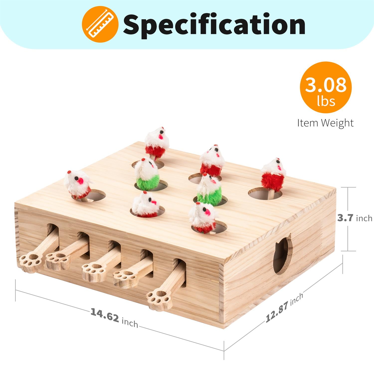 kathson Cat Enrichment Toys for Indoor Cats, Solid Wood Kitten Whack A Mole  Interactive Box Catch Mice Game Cat Puzzle Toy for All Ages Cats Kittens  Exercise Puzzle Relieve Boredom - Yahoo