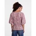thumbnail image 4 of Scenario Women's Front Tie Peplum Top with 3/4-Length Sleeves, Size XS-XXXL, 4 of 6
