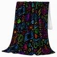 thumbnail image 2 of Retro Arcade Gaming Controllers Neon, Playful Gothic Scene, Warm Flannel Blanket for Living Room and Bedroom, Art Lovers Valentine's Day Gift, Gothic Home Decor, 2 of 9