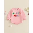 thumbnail image 2 of FEORJGP Infant Baby Girl Christmas Bodysuits 0-18M Newborn Long Sleeve Sweatshirts Rompers Colorful Letter Embroidery Pullovers Jumpsuits Toddler Littion Casual Playsuits Fall Winter Clothes, 2 of 8
