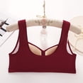 thumbnail image 3 of GERsome Womens Front Closure Wirefree Posture Bra Supportive V-Neck Comfort Push Up Bra - Wine/S, 3 of 9