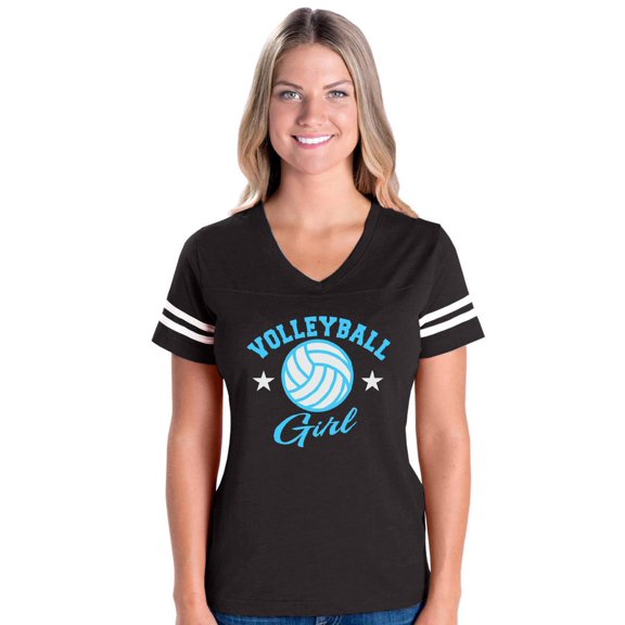 Womens Volleyball Girl Football V-Neck T-Shirt