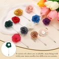 thumbnail image 4 of 4Pack Rose Lapel Pin for Men, Camellia Satin Flower Lapel Pins, Dark Green, 4 of 6
