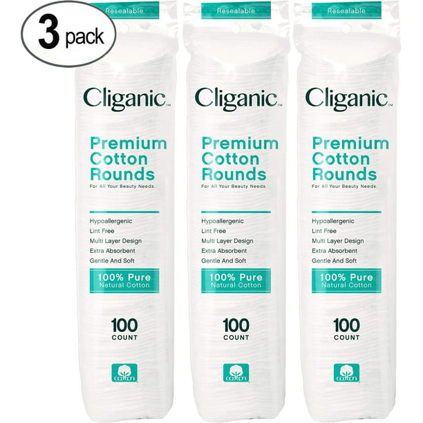 Cliganic Premium Cotton Rounds Face Makeup Remover Pads, Hypoallergenic, Lint-Free, 100% Pure, 300 Count - Walmart.com