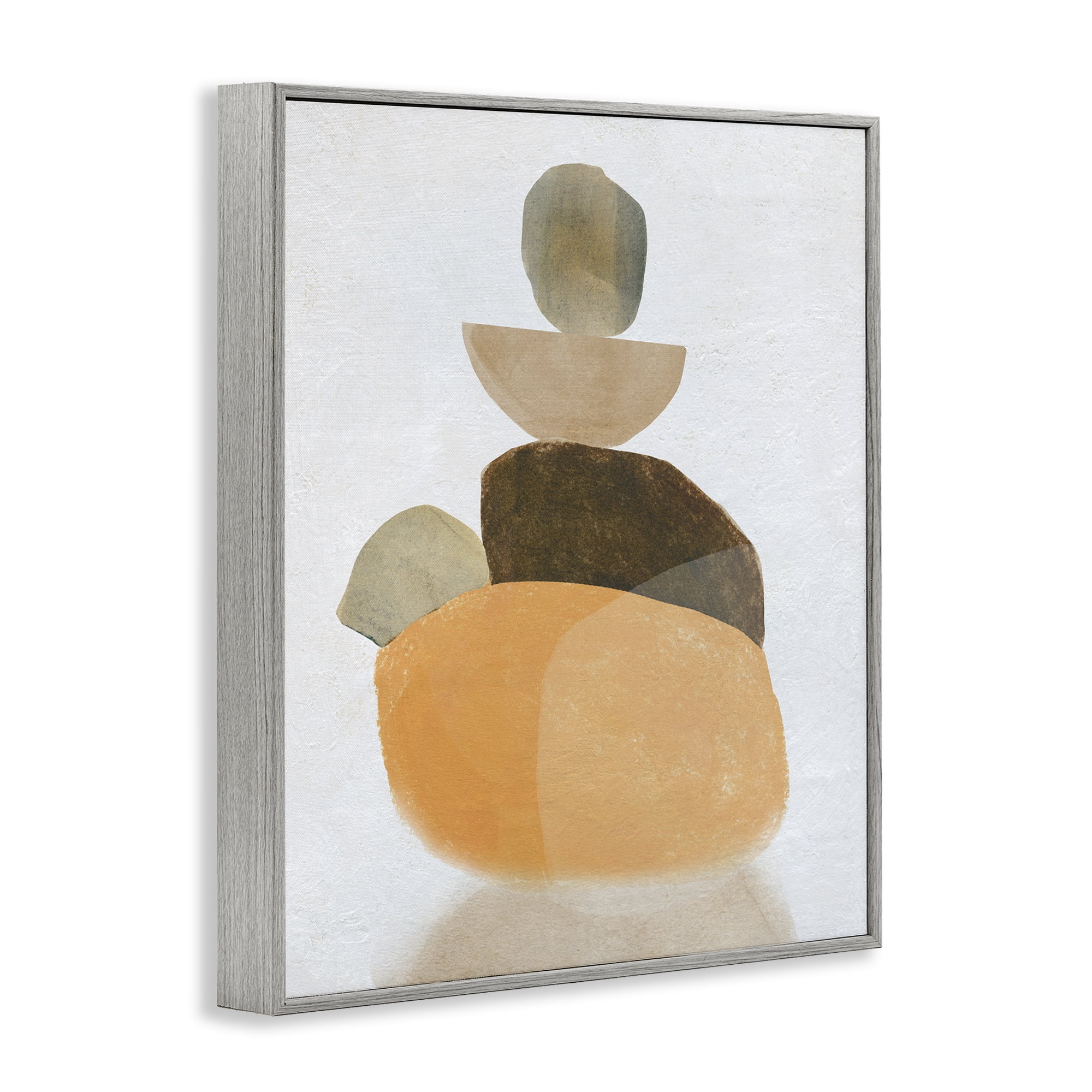 Stupell Industries Stacked Rocks Neutral Tones Abstract Painting Gray Framed Art Print Wall Art, 11 x 14