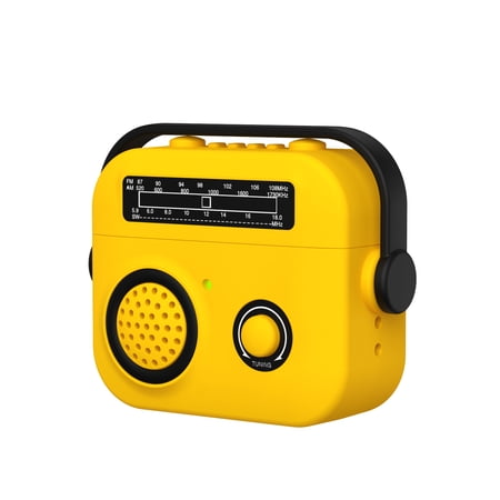 for AirPods 3rd Generation 2021 Case Cover with Swivelling Handle Cute Radio Design with Locking Cap Silicone Rubber Shockproof Protective Cover for AirPods 3rd Gen 2021 Yellow