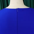 thumbnail image 6 of AURA Plus Size Color Block Pencil Midi Dress Crewneck Half Sleeve High Waist Bodycon Work Office Elegant Dress, 6 of 10