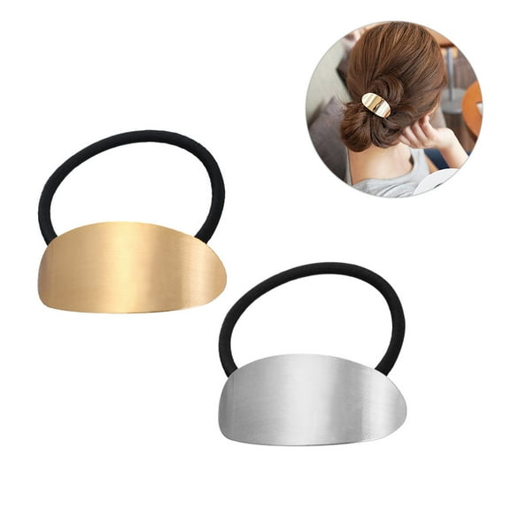 WEUVEB Ponytails Hair Cuffs Oval Brushed Hairline Design Assorted Color for Women Daily Wear