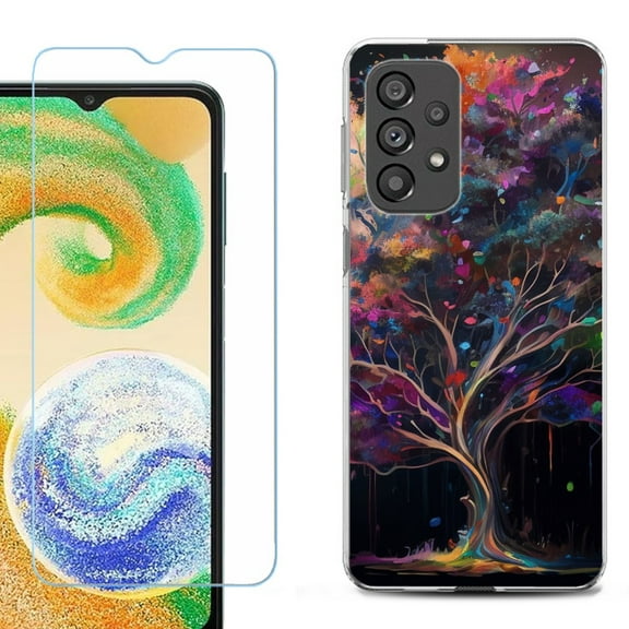 Shockproof Fashion Phone Case for Samsung Galaxy A23 5G, with Tempered Glass Screen Protector, by OneToughShield ® - Tree of Life