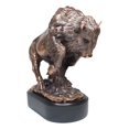 thumbnail image 4 of Grande Statue de Bison Rustique Western en Charge Fâchée, Fini Bronze Électroplacé, 4 of 7