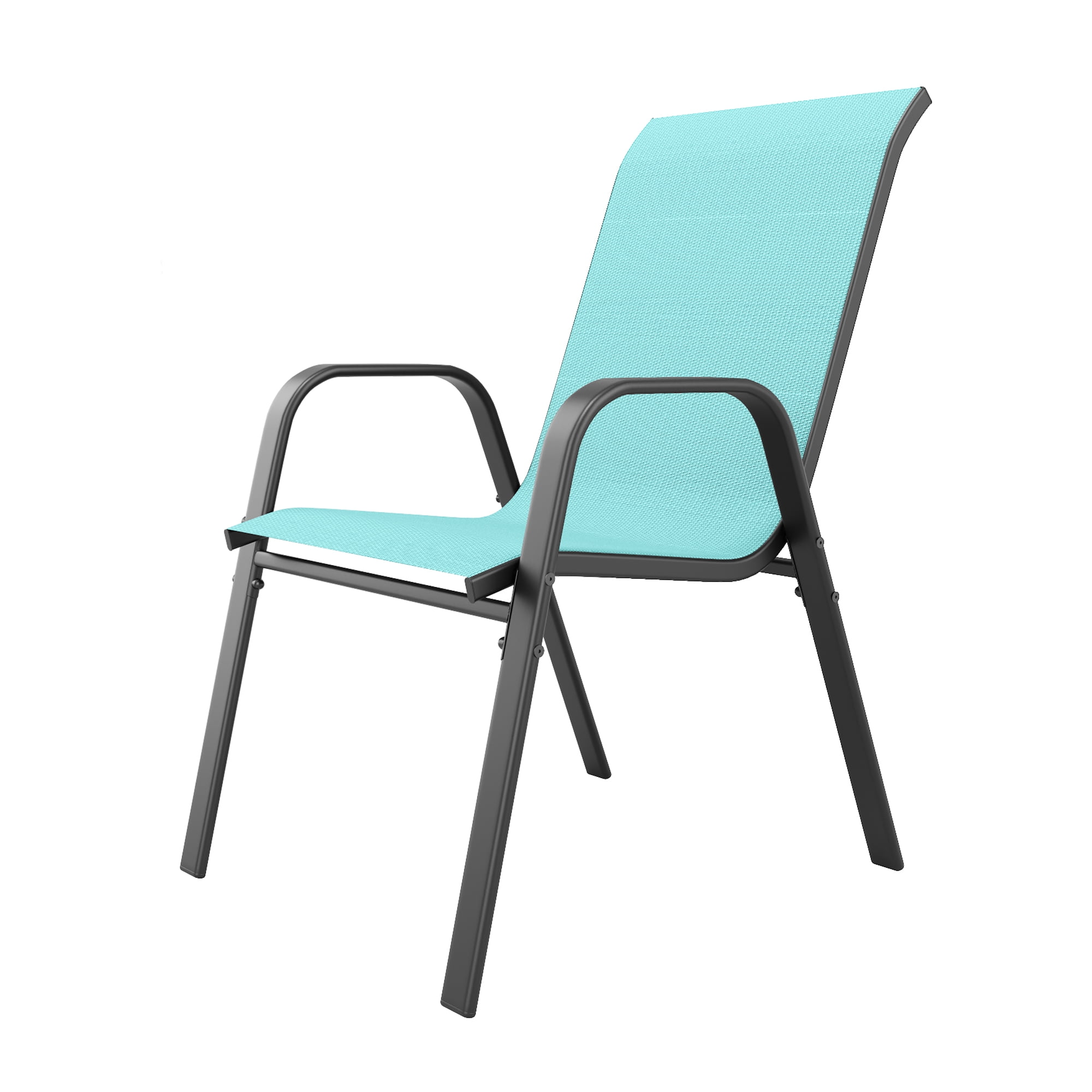 6-Piece Outdoor Dining Chair Set with Wide Ergonomic Seat, 350 lb Capacity per Chair Heavy Duty Metal Frame, Waterproof Teslin Fabric for Patio Garden Backyard, Sky Blue