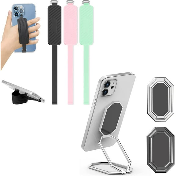 3 Pcs Reusable Phone Grip with Stand Silicone Phone Loop & 360° Rotation Cell Phone Ring Holder Finger Kickstand