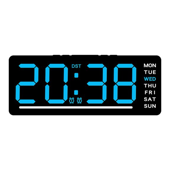 KDJ Digital Wall Clock Large LED Screen Temperature Display Electronic Alarm Clock - for Home Decor