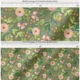 thumbnail image 2 of Soimoi Green Cotton Poplin Fabric Leaves & Ranunculus Floral Printed Craft Fabric by the Yard 56 Inch Wide, 2 of 7