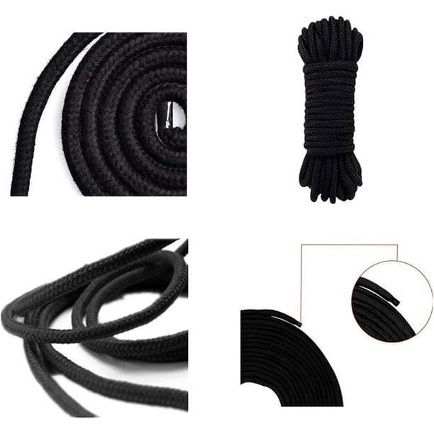 2 Pcs Soft Cotton Rope Cord,10 M/33 Feet 8 Mm All Purpose Cotton Rope Craft Rope Thick Cotton Rope For Multiple Sports (Black)by Torubia Black 10m (32