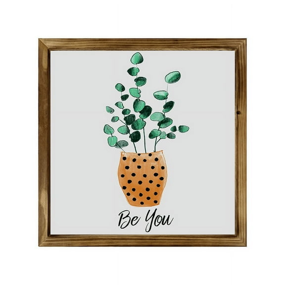 Eveokoki Be You Square Rustic Wood Signs,Vintage Wooden Farmhouse Plaque, Large Wood Framed Wall Hanging Decor 16"