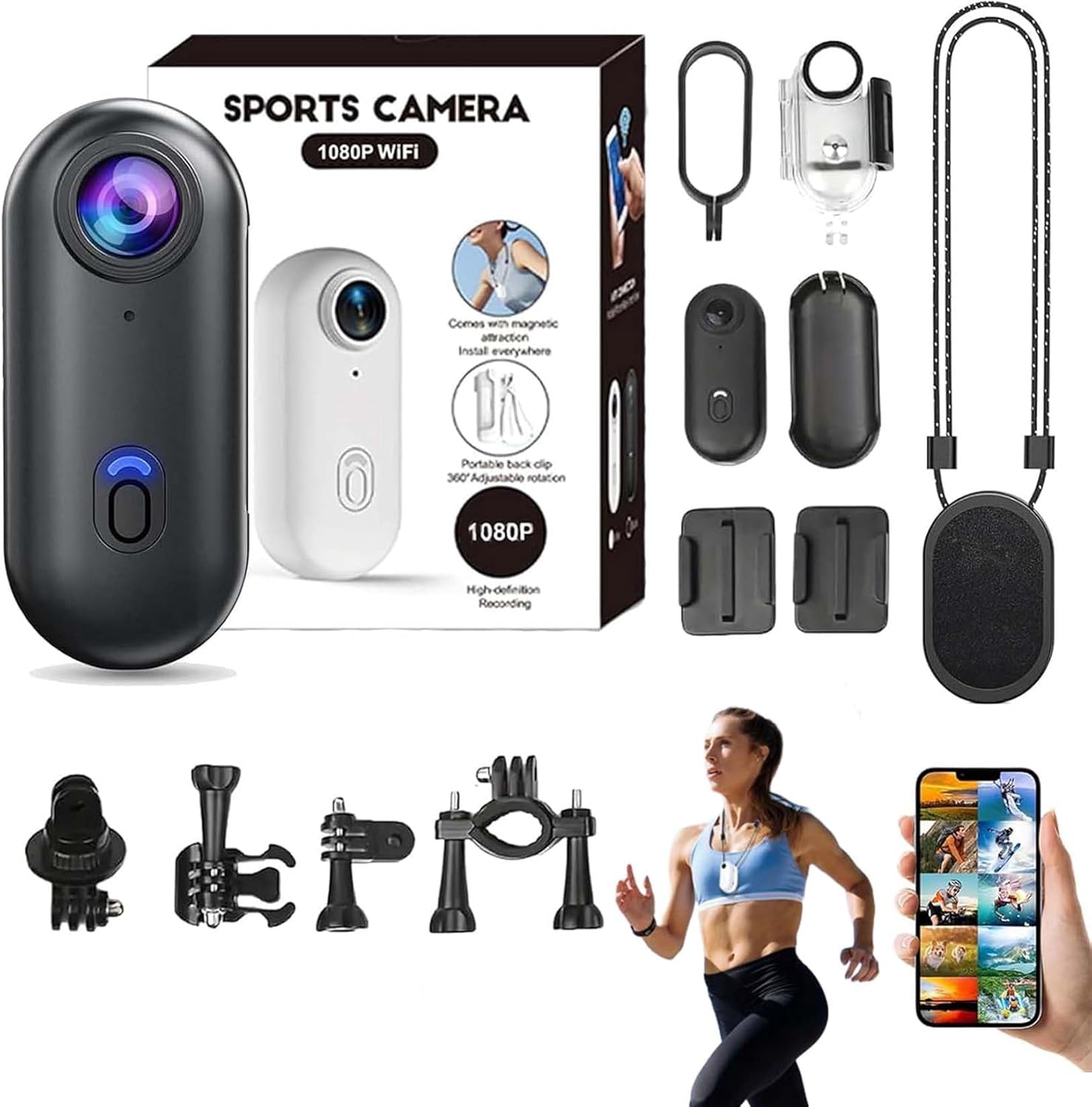 Treklon - Treklon 4S Body Camera, Treklon POV Camera, 4k Hands-Free Pocket Action Cam, Wearable Body Adventure Action Cameras for Cycling, Pet Walking & Outdoors Activities(White+32GB)