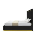 thumbnail image 3 of Inspired Home Roxana Upholstered Velvet Contemporary Queen Bed with Gold Base Frame, Black, 3 of 9
