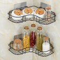thumbnail image 3 of Bathroom Corner Shelf, Metal Storage Rack With Adhesive Wall Mount, For Bathroom Accessories Organizer, No-Drill Installation, Wire Grid Construction (Black) Pack Of 1, 3 of 4