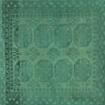 thumbnail image 1 of Ahgly Company Machine Washable Indoor Square Persian Turquoise Blue Traditional Area Rugs, 5' Square, 1 of 4