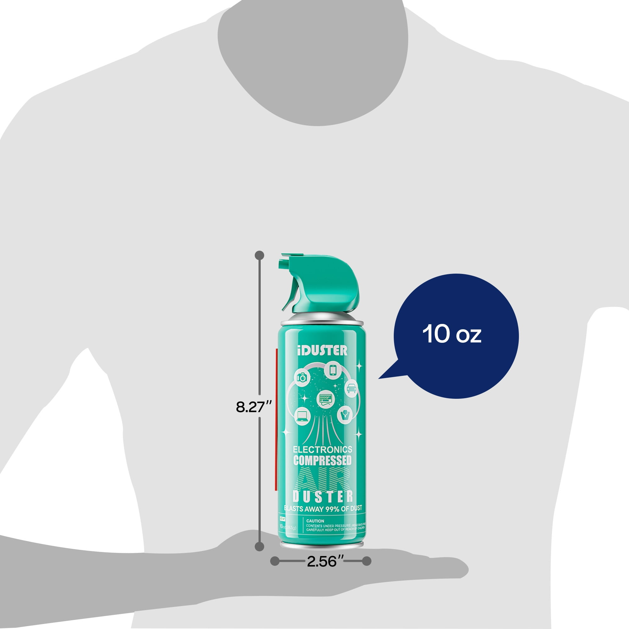 iDuster Compressed Air Spray, Canned Air for Keyboard Cleaning, Air Duster Effective for Removing Dust, Hair, Crumbs, and Debris from Laptops, Jewelry,  10oz-3can