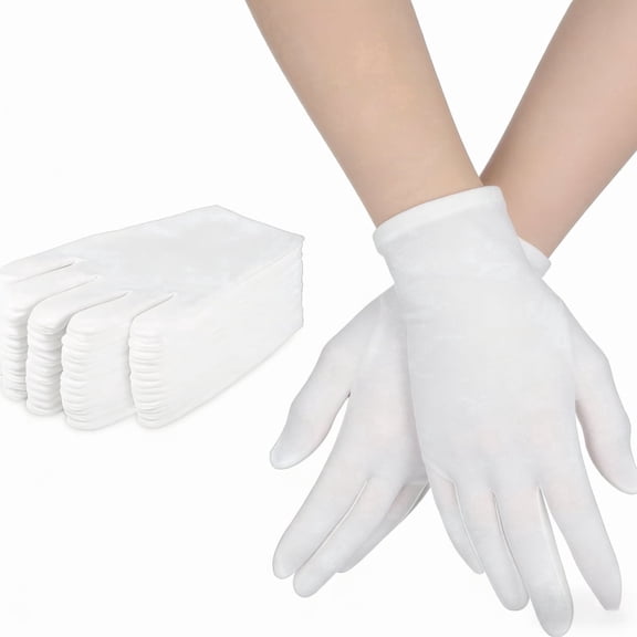 30 Pcs (15 Pair) White Cotton Gloves for Men and Women Dry Hands Moisturizing Eczema, Stretchable Cloth White Gloves for Coin Jewelry Silver Inspection