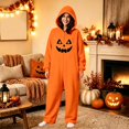 thumbnail image 2 of Curuila Halloween Adult Jumpsuit Zipper Hallowmas Pumpkin Hooded Pajamas For Women And Men Party Comfortable Homewear Jumpsuit Size L, 2 of 4