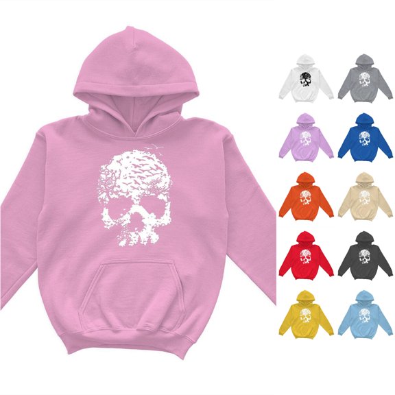 Girls Halloween Print Hoodie Long Sleeve Casual Pullover Top For Kids