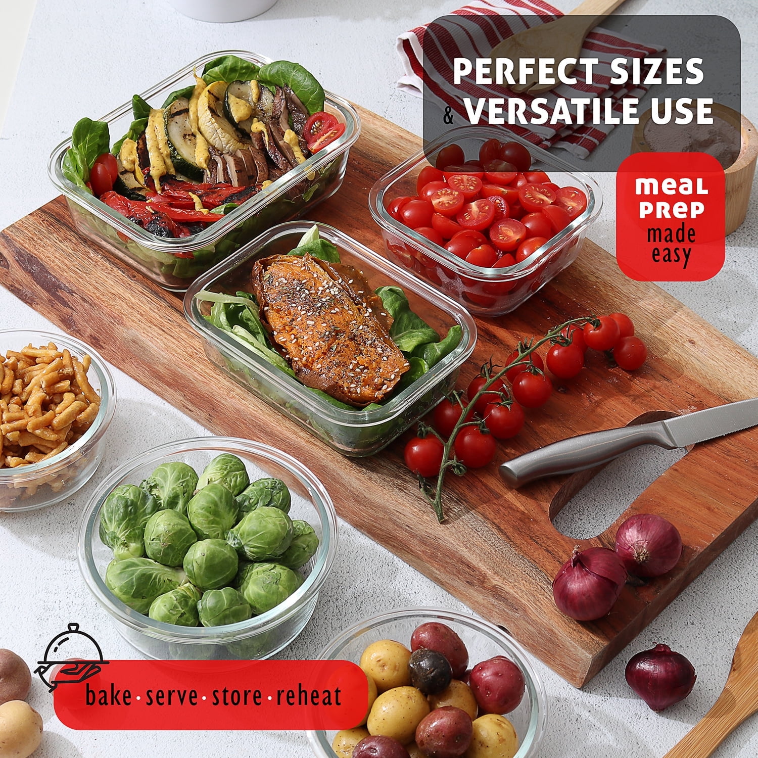 24 Piece Glass Food Storage Containers with Lids Leak Proof Airtight Bento Lunch Boxes,Oven & Freezer Safe Kitchen Storage Set(12 Containers+12 Lids)