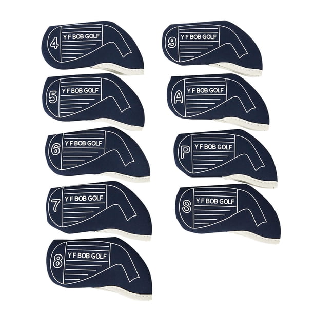 9 fundas transpirables para palos de golf con etiqueta intercambiable. Azul profundo