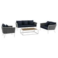 thumbnail image 2 of Modway Stance 4 Piece Outdoor Patio Aluminum Sectional Sofa Set - White Navy EEI-3161-WHI-NAV-SET, 2 of 4