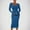Blue, variant on Great Gifts for Less Ofreoo Women's Solid Color Long Sleeve Neck Slim Slit Dress Long Sleeve Neck Mid-Calf Dress Fall Outfits for Women 2024