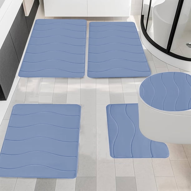 Juego de 5 Alfombrillas de Baño de Espuma | Alfombras de Baño Ultrasuaves y Antideslizantes | Lavables a Máquina, de Secado Rápido, Absorbentes de Agua | 40,6 X 60,9 Cm, 40,6 X 50,8 Cm, 38,1 X 43,2 C
