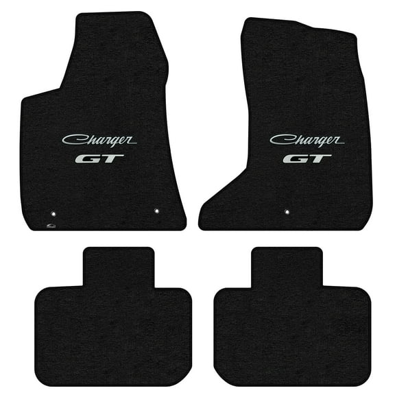 Lloyd Mats LogoMat Custom-Fit 4PC Carpet Floor Mats for 2018-2023 Dodge Charger AWD, Charcoal
