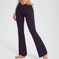 thumbnail image 2 of HOT Womens Casual Flare Leggings with Pocket Bootleg Yoga Pants Crossover Hight Waisted Workout Pants-012, 2 of 9
