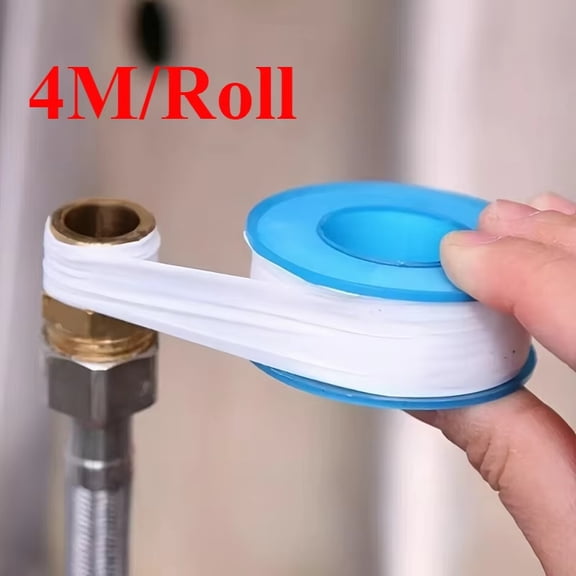 5PCS Length 4M PTFE Water Pipe Tape Oil-free Sealing Tape Fitting Thread Seal Tape White Pipe Thread Seal Raw Material Tape Home Essential