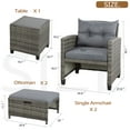 thumbnail image 4 of Sobaniilo 5 Piece Patio Furniture Set,Outdoor PE Wicker Patio Chair Two with Ottoman Underneath, Wicker Lounge Chair with Side Table, Gray, 4 of 8
