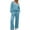 Sky Blue, variant on Women's 2 Piece Sweatsuit Set Long Sleeve Solid Color V-Neck Sweatshirt and Wide Leg Sweatpants Fall Fashion Clothes Airport Travel Pants Tracksuits